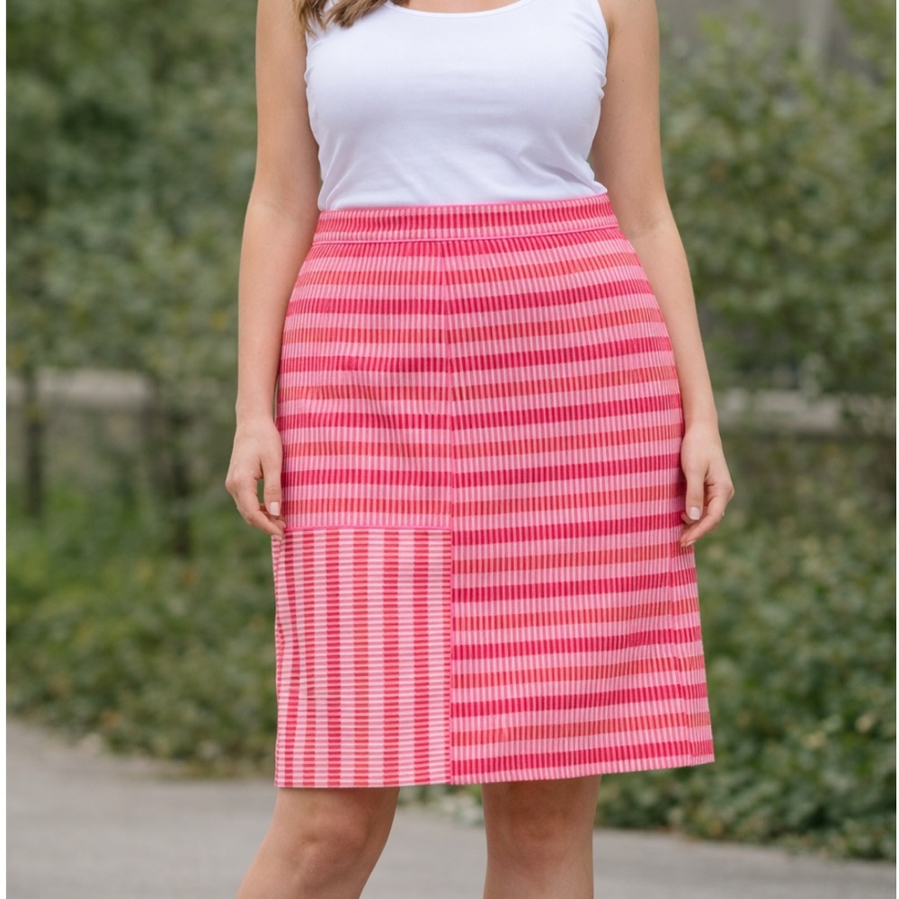 Per Se By Carlisle Pink Striped Skirt